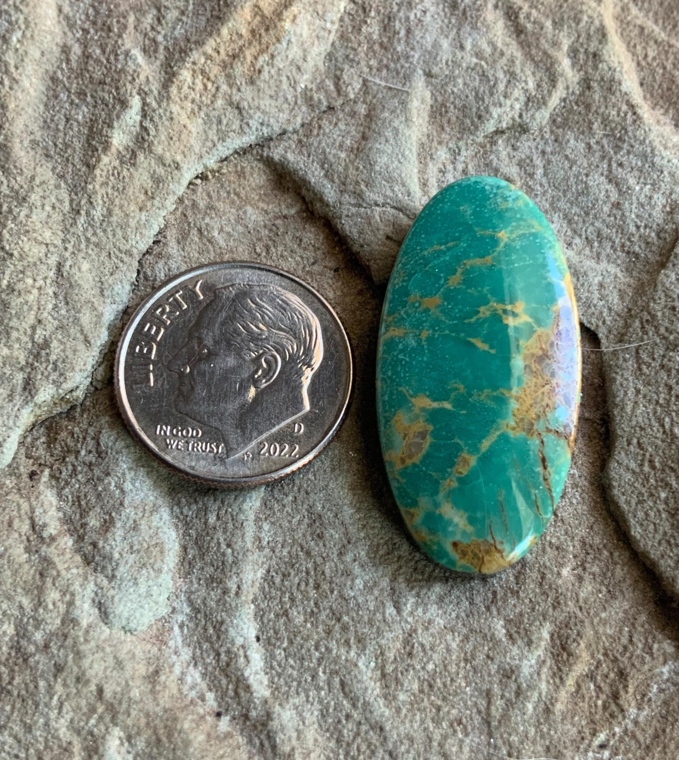 Beautiful Turquoise Mountain Green Long Oval Turquoise Cabochon