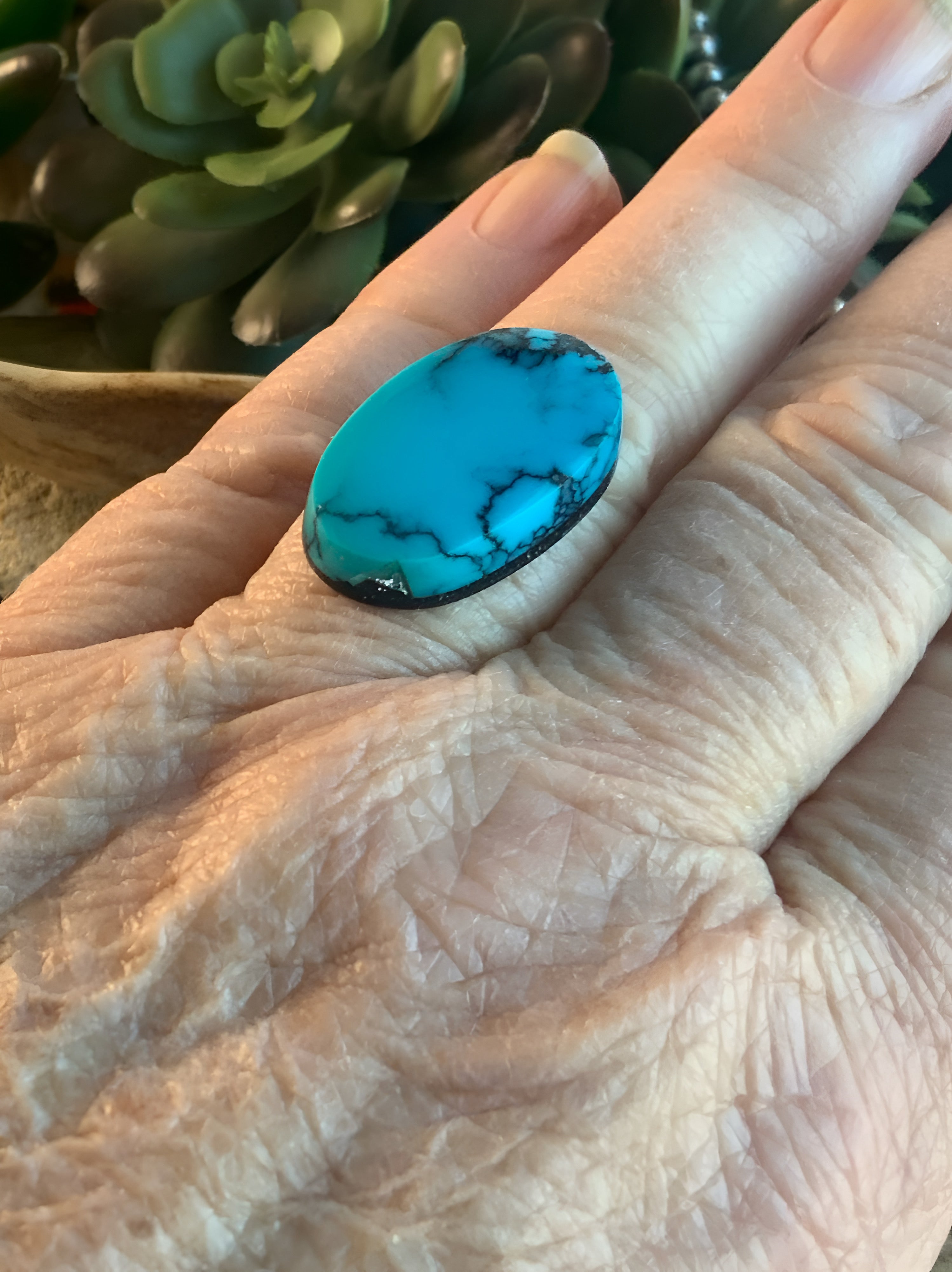 High Grade Cloud Mountain Turquoise Oval Blue Cabochon