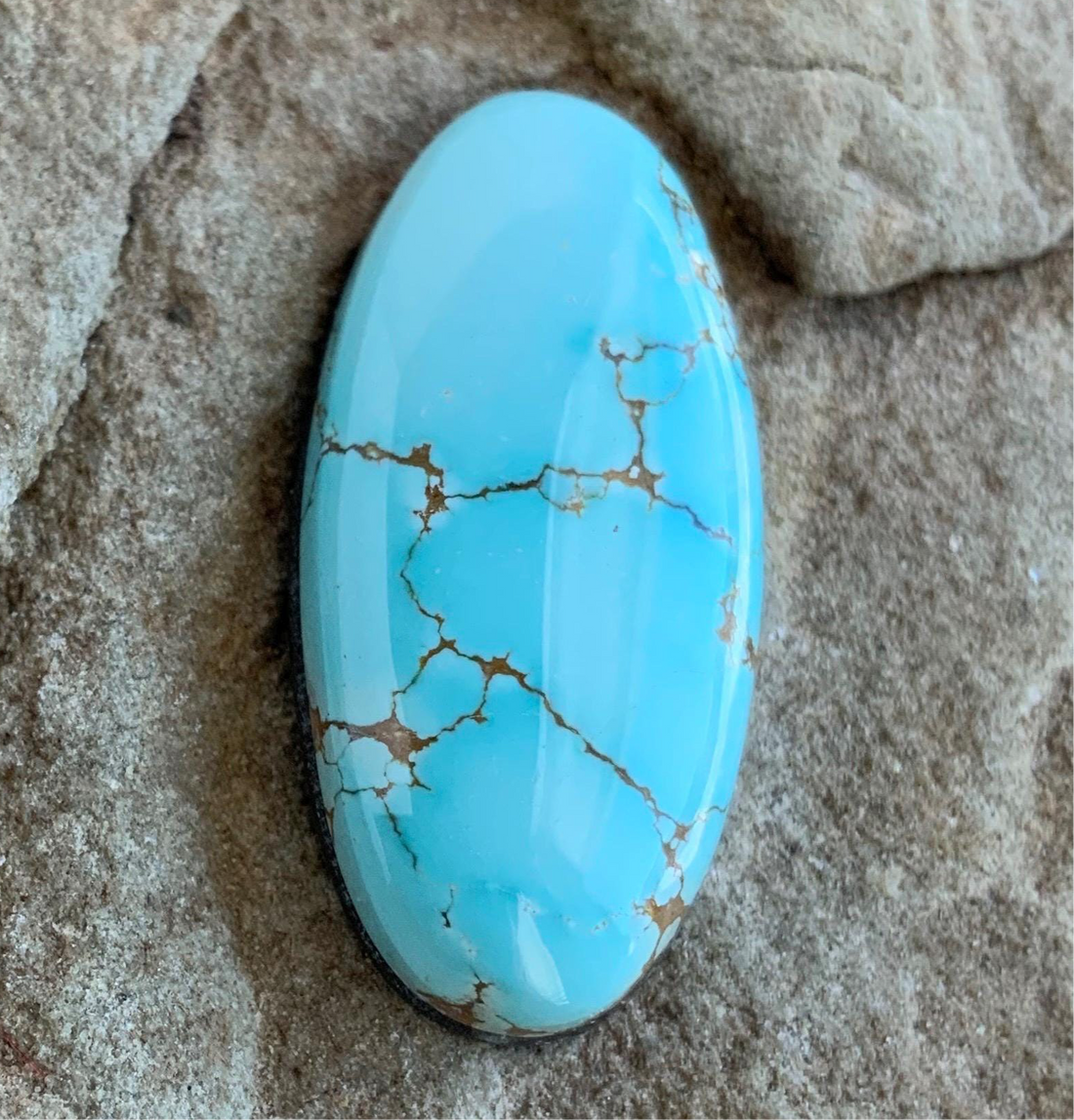 Beautiful Natural High Grade Number Eight Turquoise Oval Cabochon