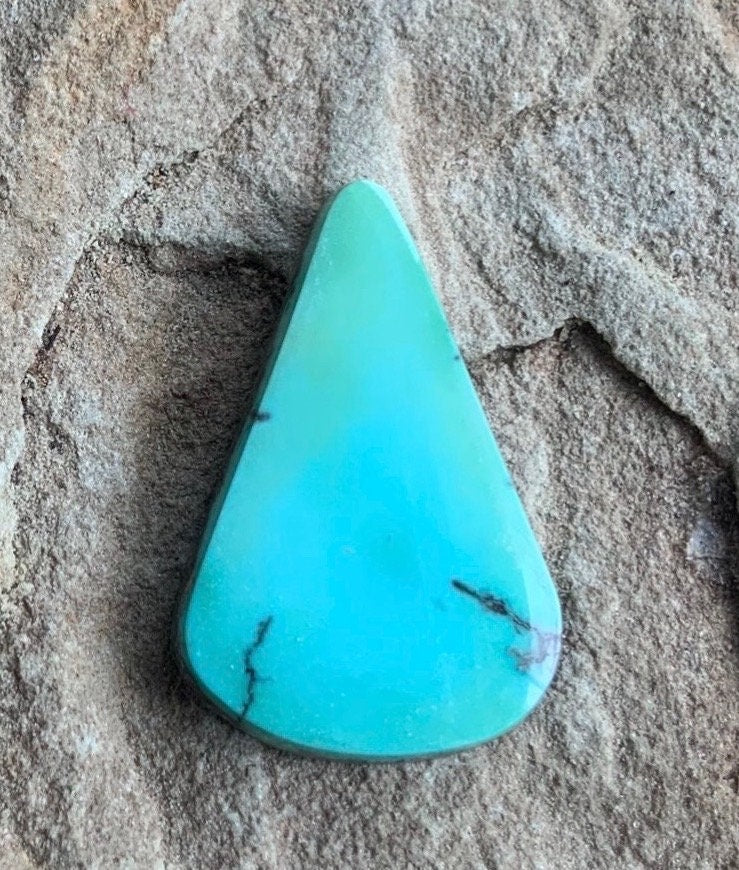 Beautiful Turquoise Mountain Turquoise  Elongated Triangular Cabochon