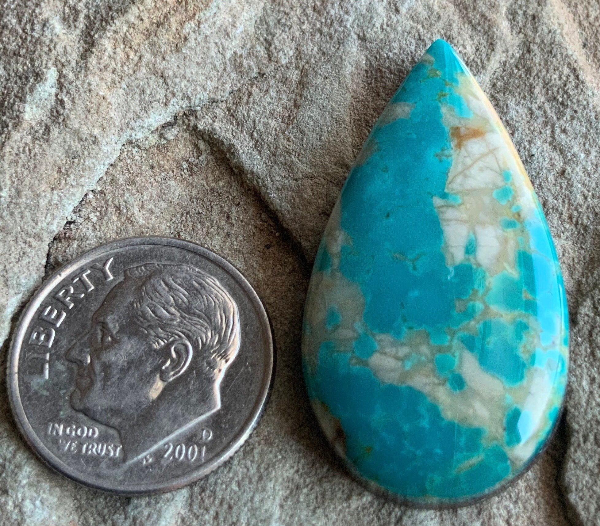 Royston Turquoise Blue Teardrop Cabochon or Polished Stone Cab