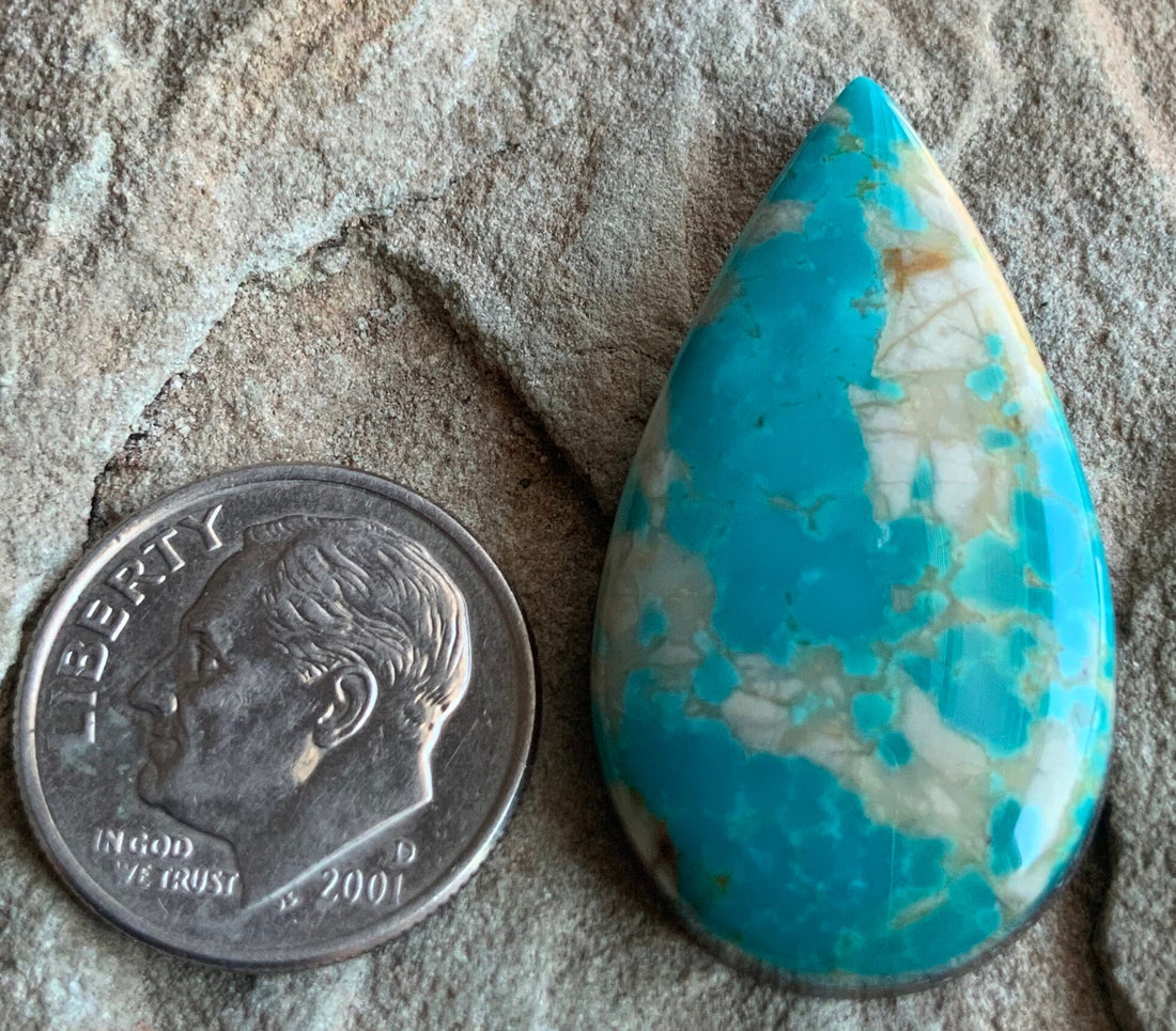 Royston Turquoise Blue Teardrop Cabochon or Polished Stone Cab