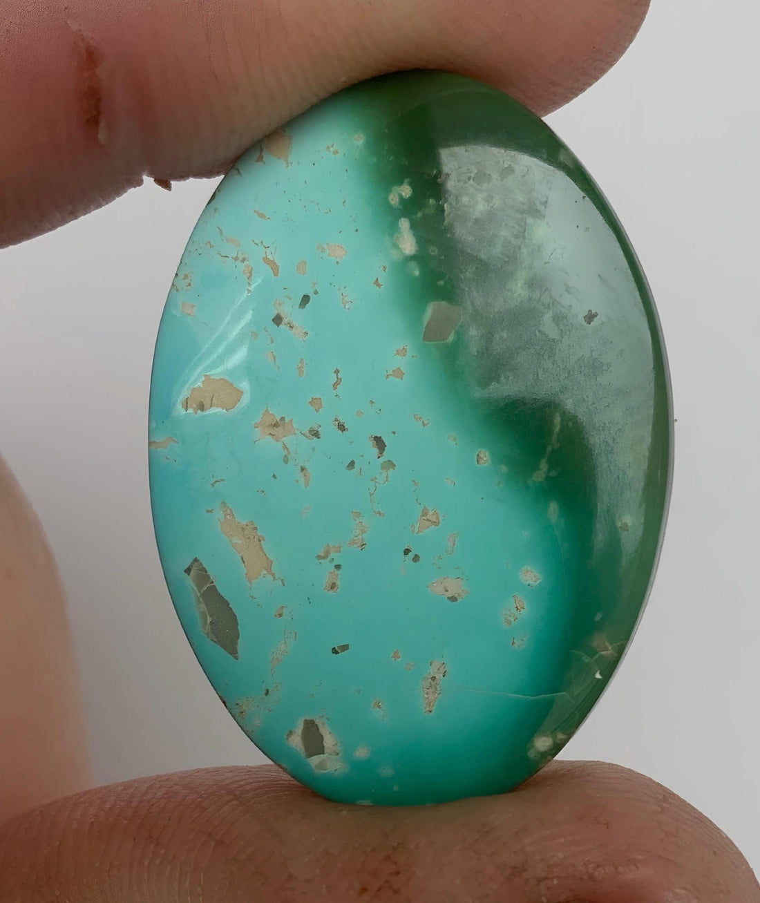 Beautiful Royston Turquoise Two Tone Green Large Oval Cabochon #R12