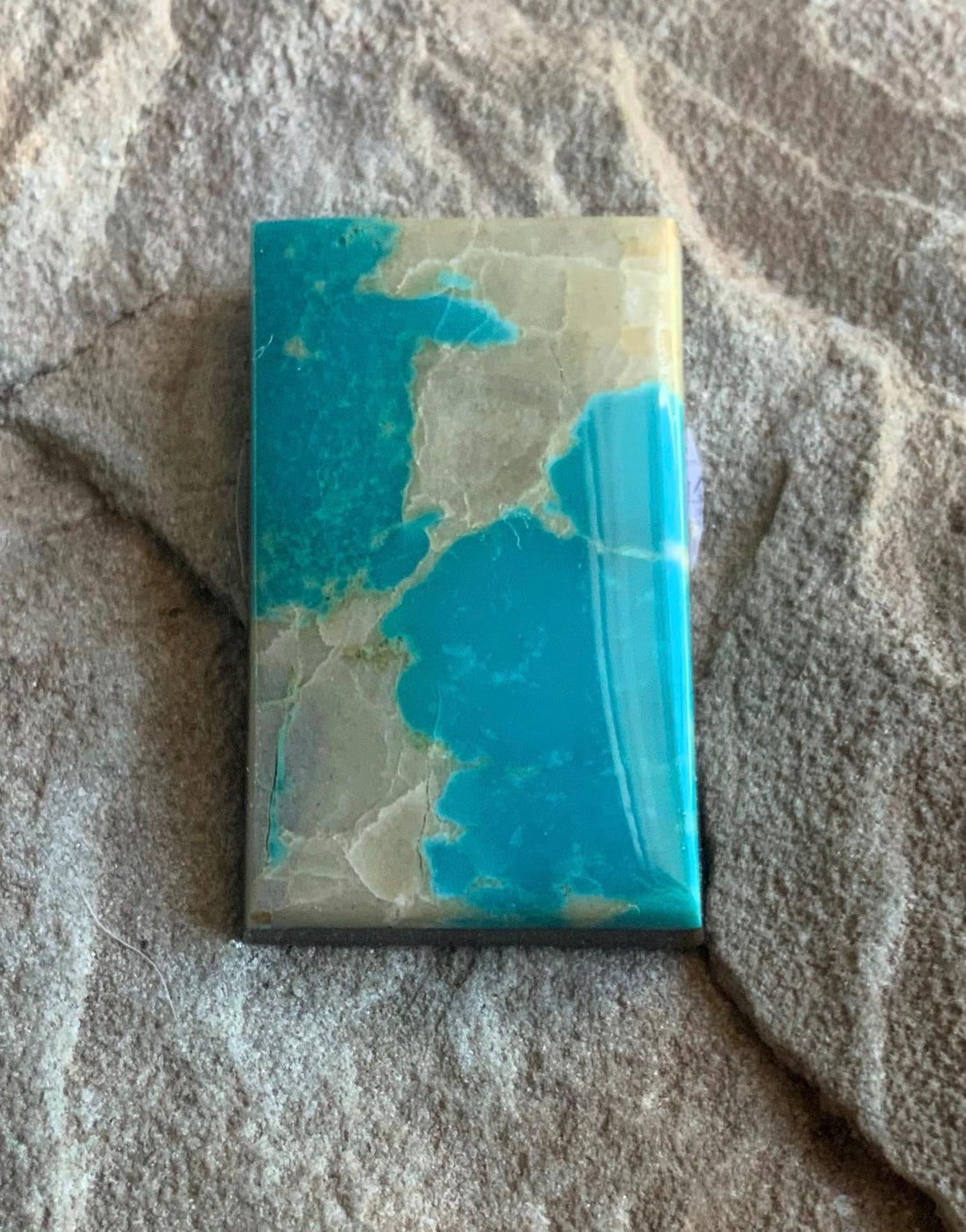 Beautiful Blue Royston Turquoise Rectangular Cabochon with Quartz Inclusions #R07