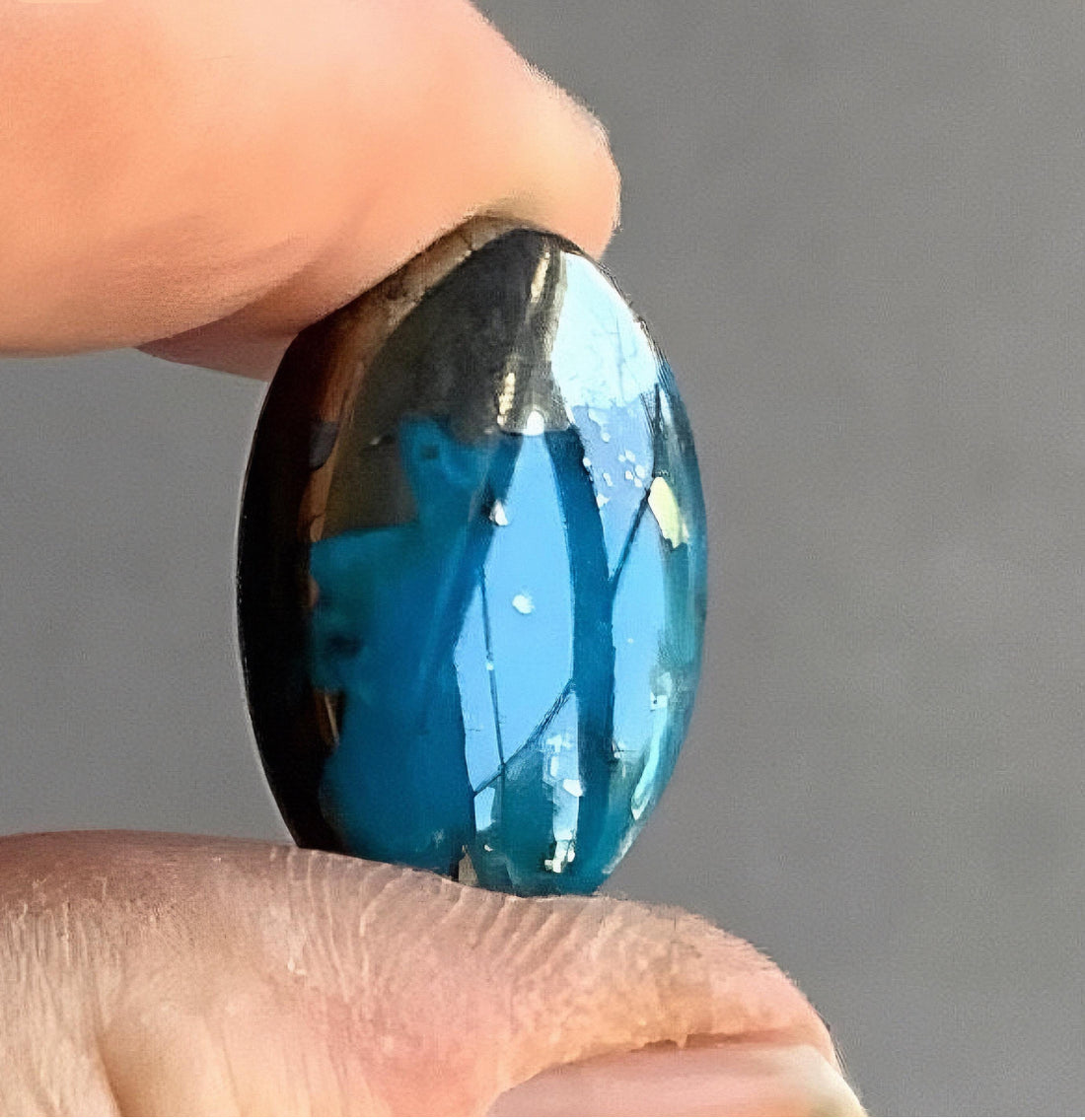 Ithaca Peak Turquoise High Grade Oval Cabochon With Pyrite-Arizona Gemstone #IP121