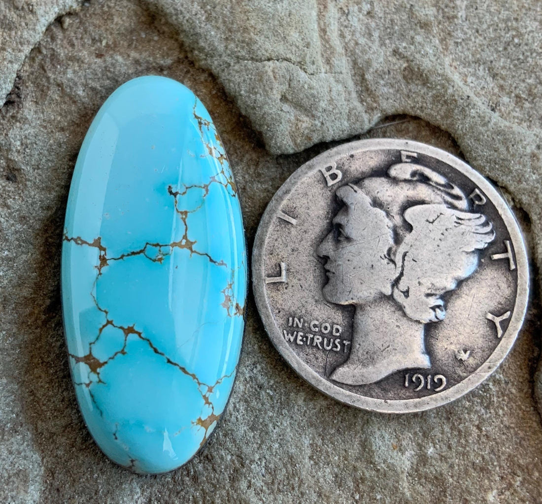 Beautiful Natural High Grade Number Eight Turquoise Oval Cabochon