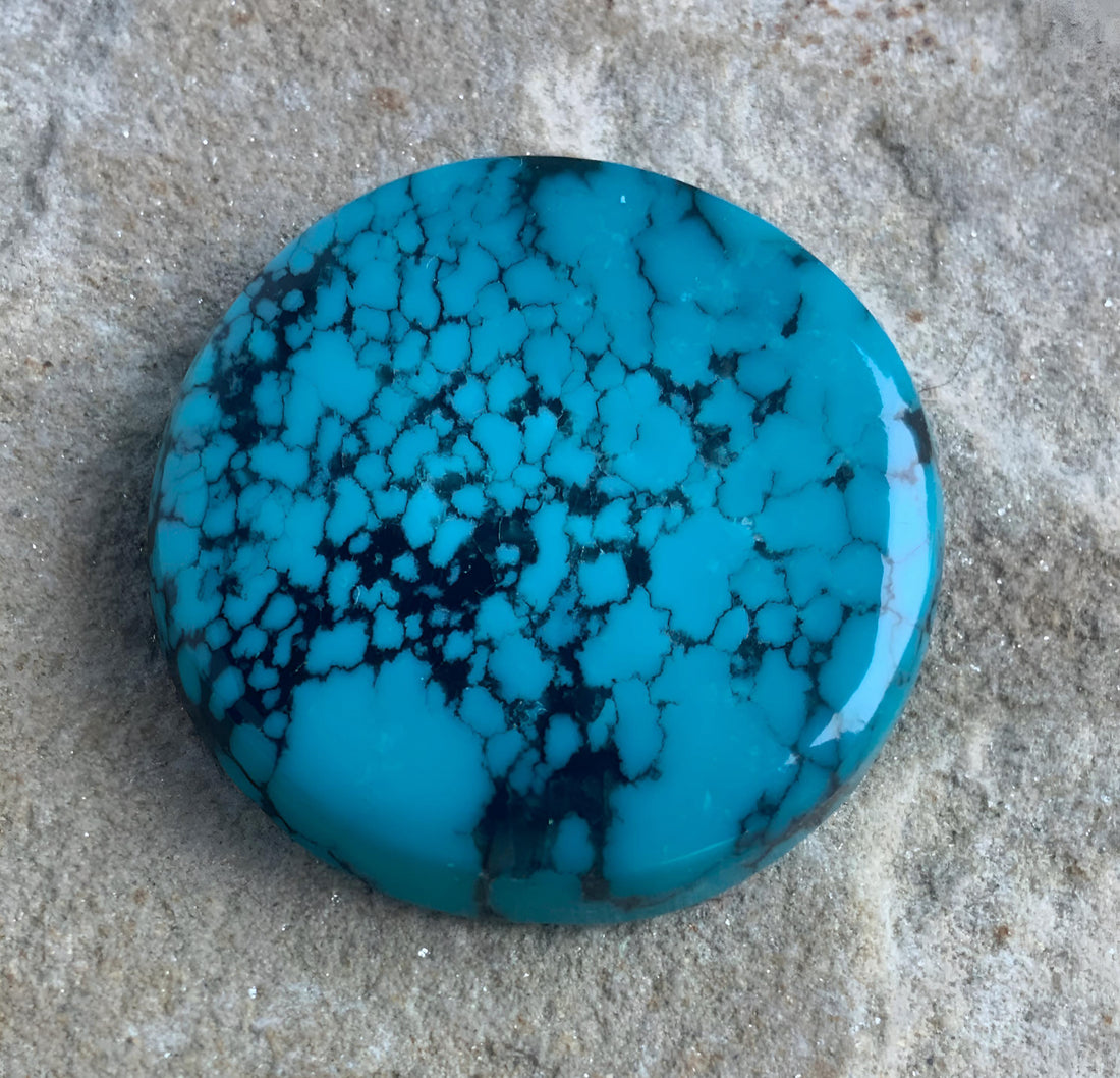 Beautiful Large Round Hubei Turquoise Cabochon