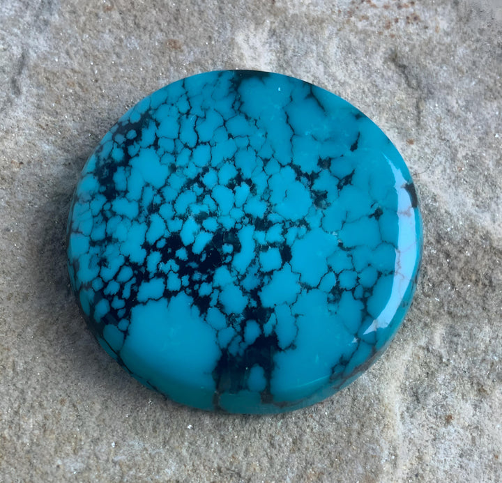 Beautiful Large Round Hubei Turquoise Cabochon
