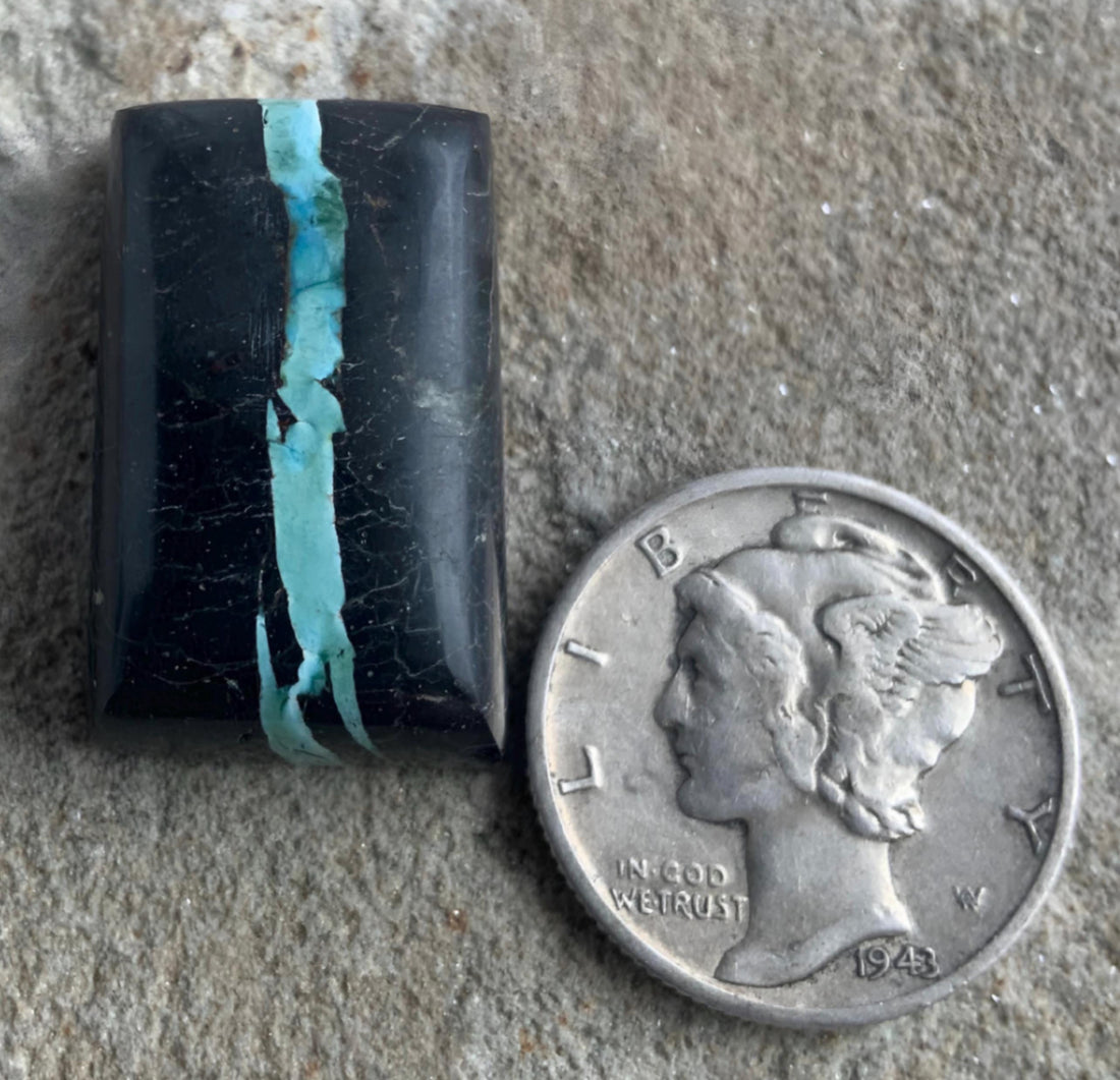 Natural Sierra Nevada Boulder Ribbon Turquoise Rectangular Cabochon