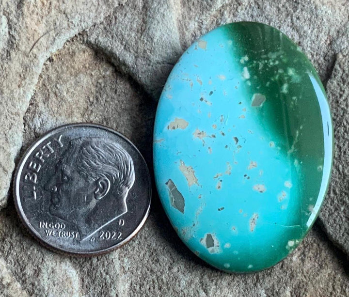 Beautiful Royston Turquoise Two Tone Green Large Oval Cabochon #R12