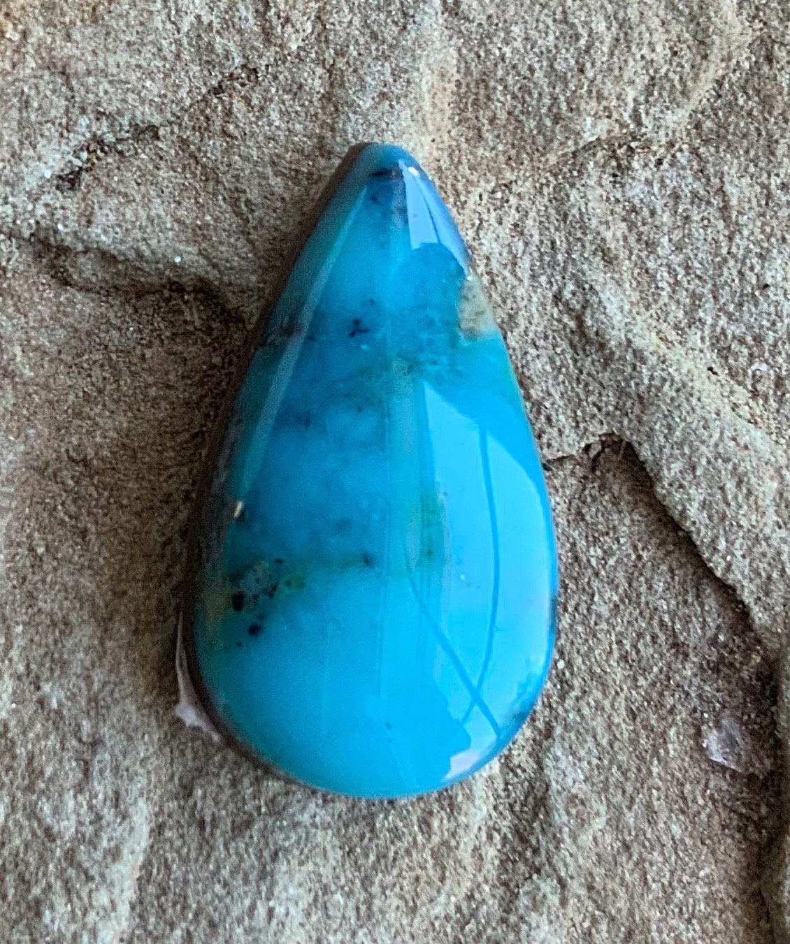 Ithaca Peak Turquoise Teardrop Cabochon-Arizona Gemstone