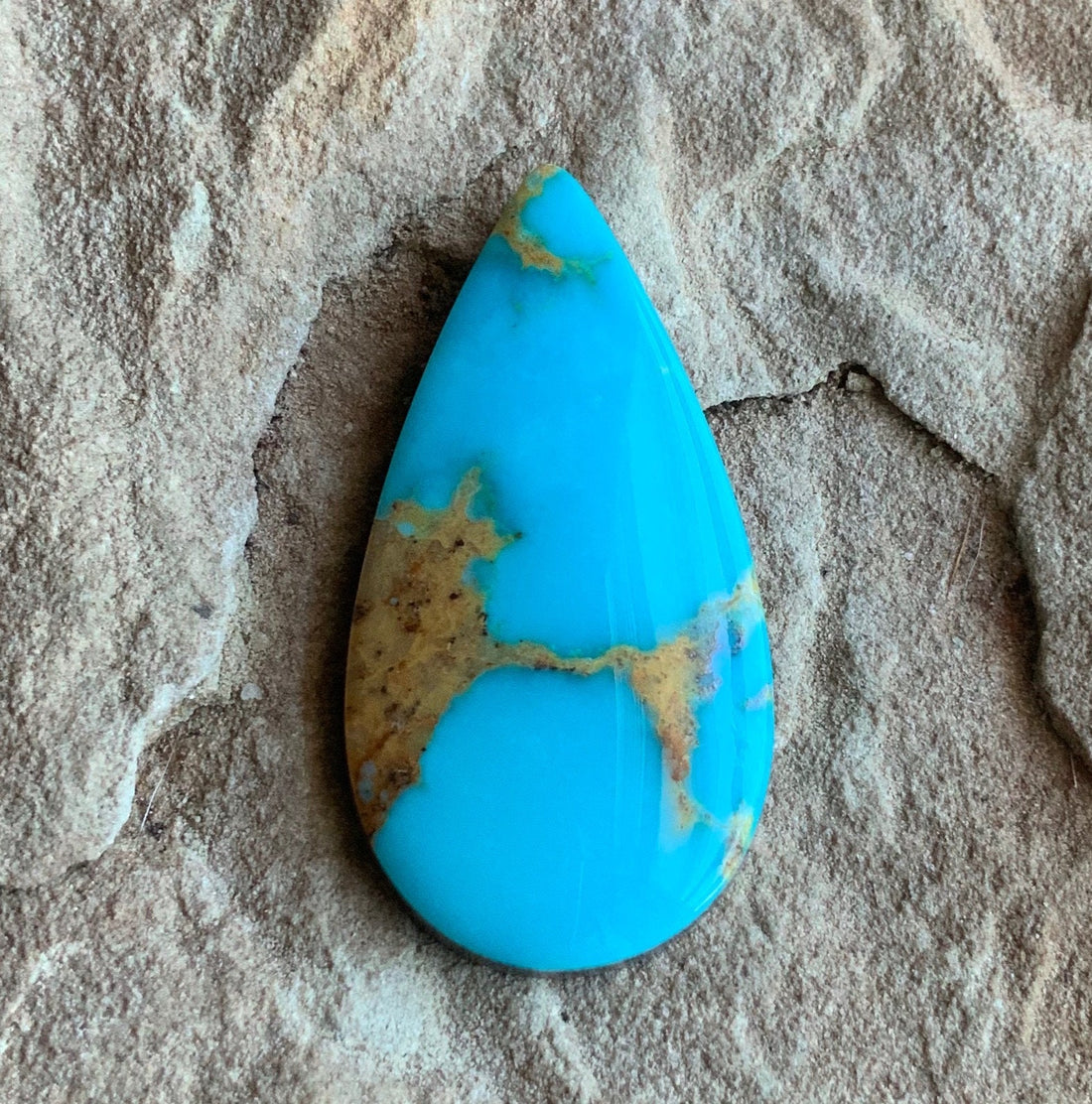 Natural Royston Turquoise Blue Teardrop Cabochon-Nevada Gemstone #R98
