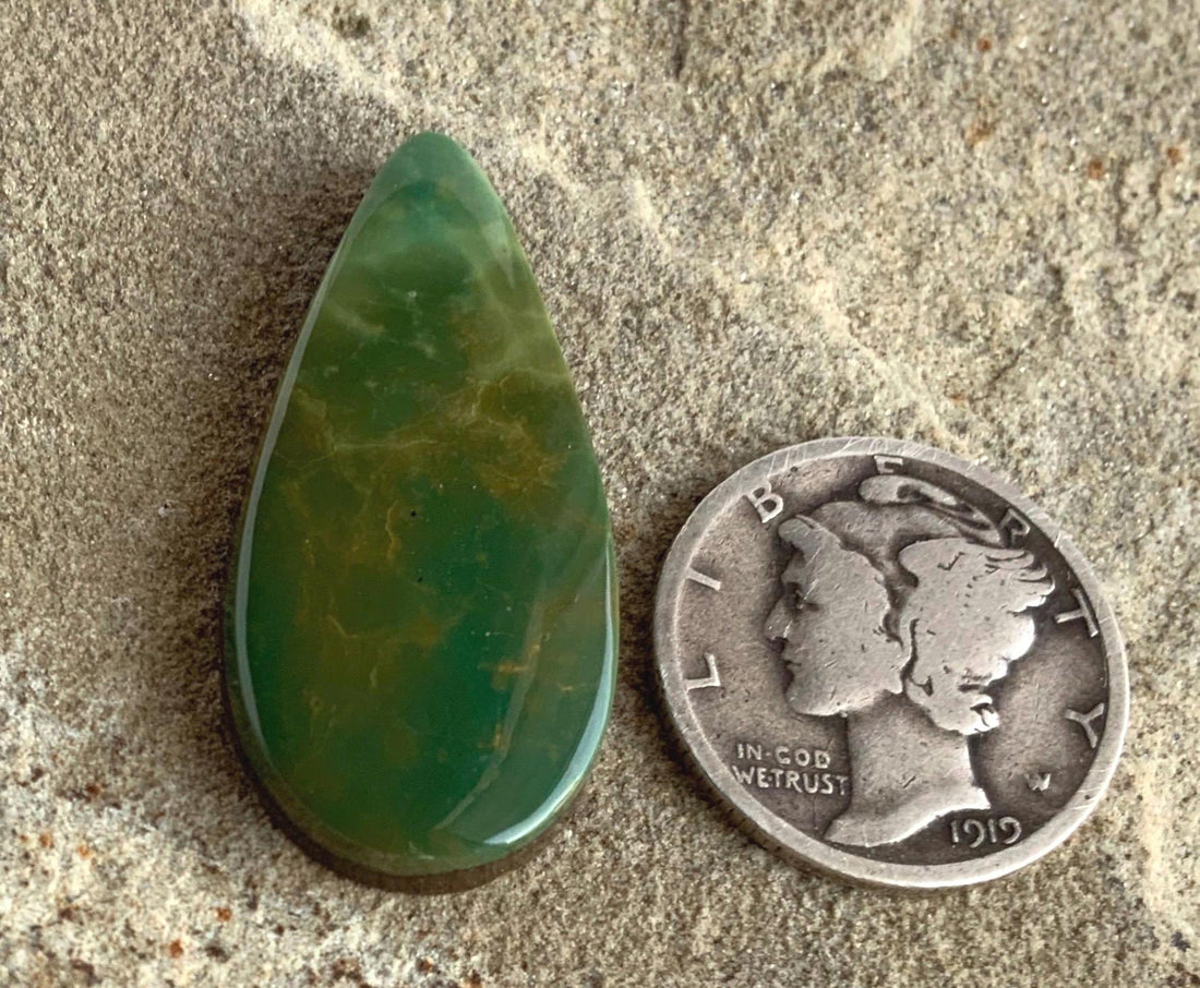 Natural Turquoise Mountain Turquoise Green Teardrop Cabochon