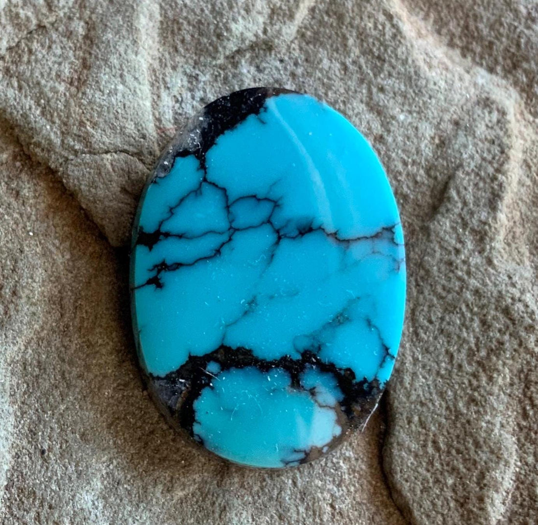 Beautiful High Grade Cloud Mountain Turquoise Oval Blue Cabochon