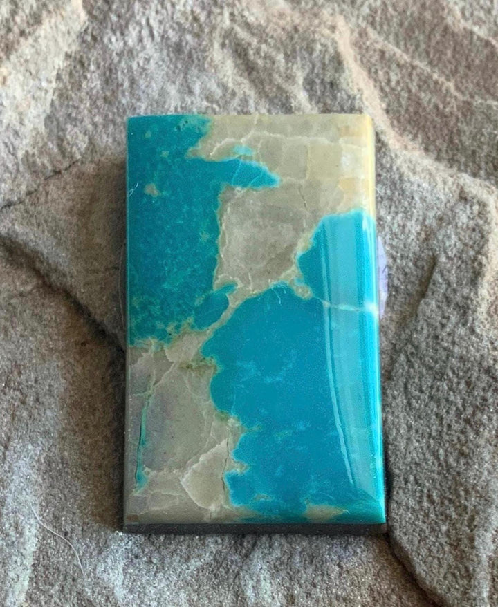 Beautiful Blue Royston Turquoise Rectangular Cabochon with Quartz Inclusions #R07