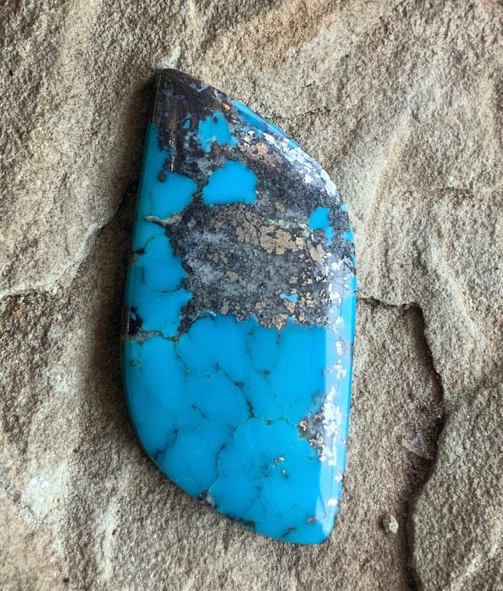 Large Ithaca Peak Turquoise Cabochon or Polished Stone Cab with Pyrite
