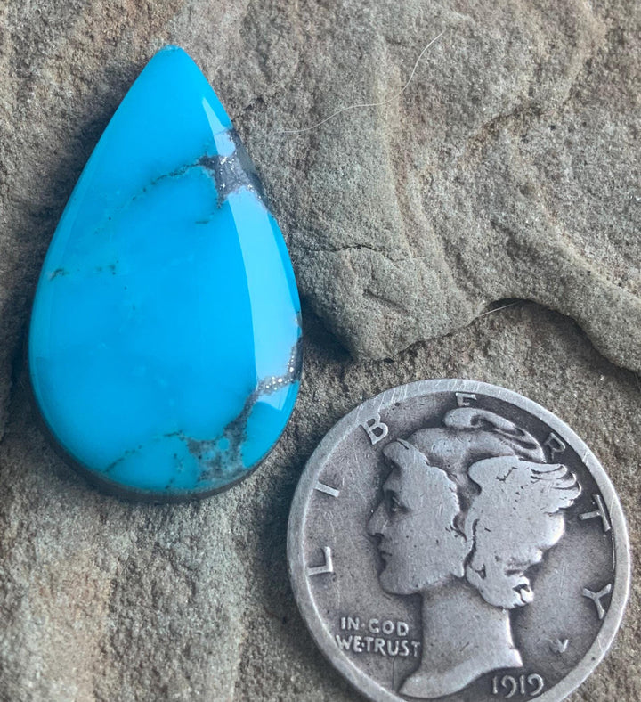 High Grade Blue Ithaca Peak Turquoise Teardrop Cabochon