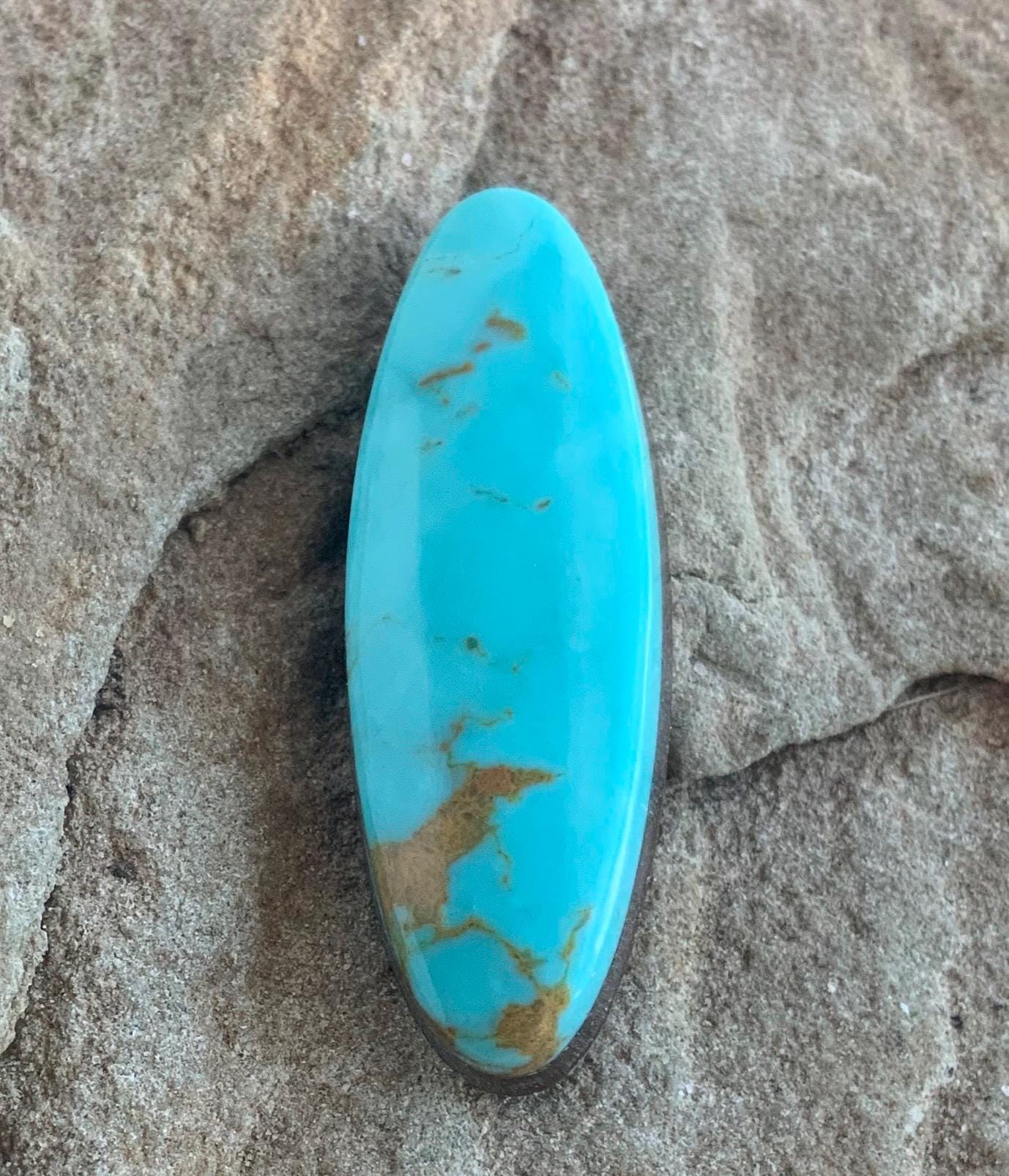 Beautiful Blue Natural Royston Turquoise Long Oval Cabochon