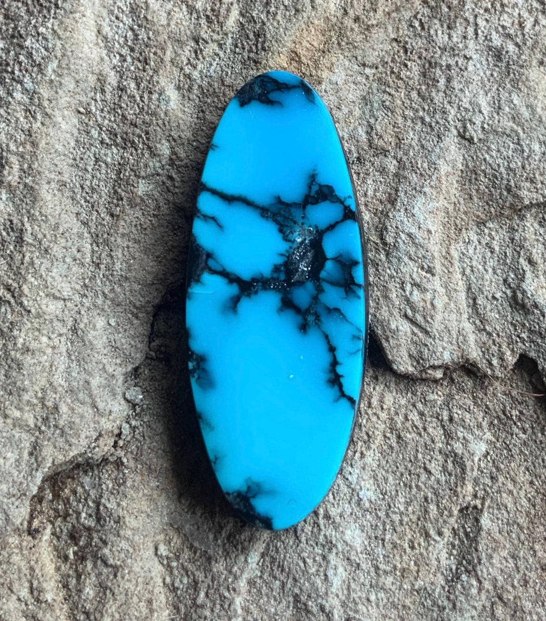 Gorgeous High Grade Cloud Mountain Turquoise Long Oval Blue Cabochon
