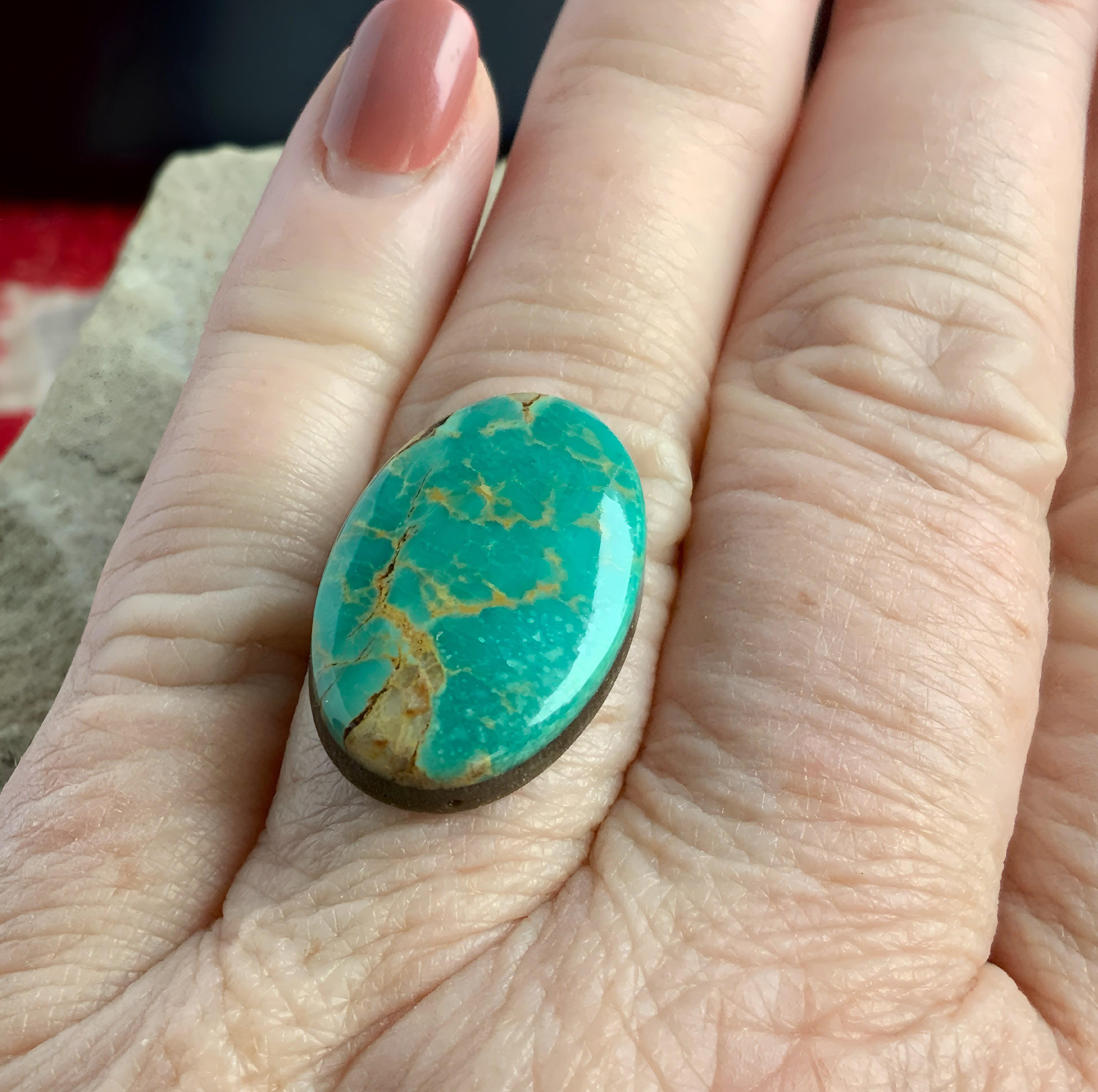 Green Turquoise Mountain Oval Turquoise Cabochon