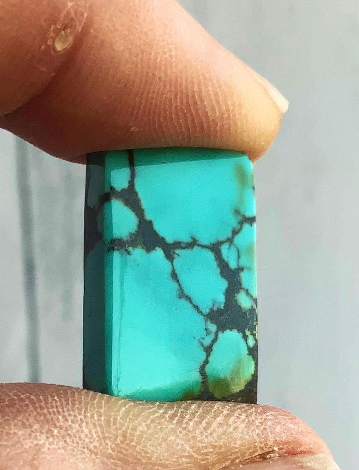 Bao Canyon Turquoise Blue Rectangular Cabochon With Black & Green #BC130
