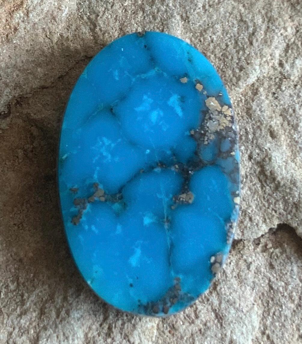 Ithaca Peak Turquoise High Grade Oval Cabochon With Silver Pyrite #105