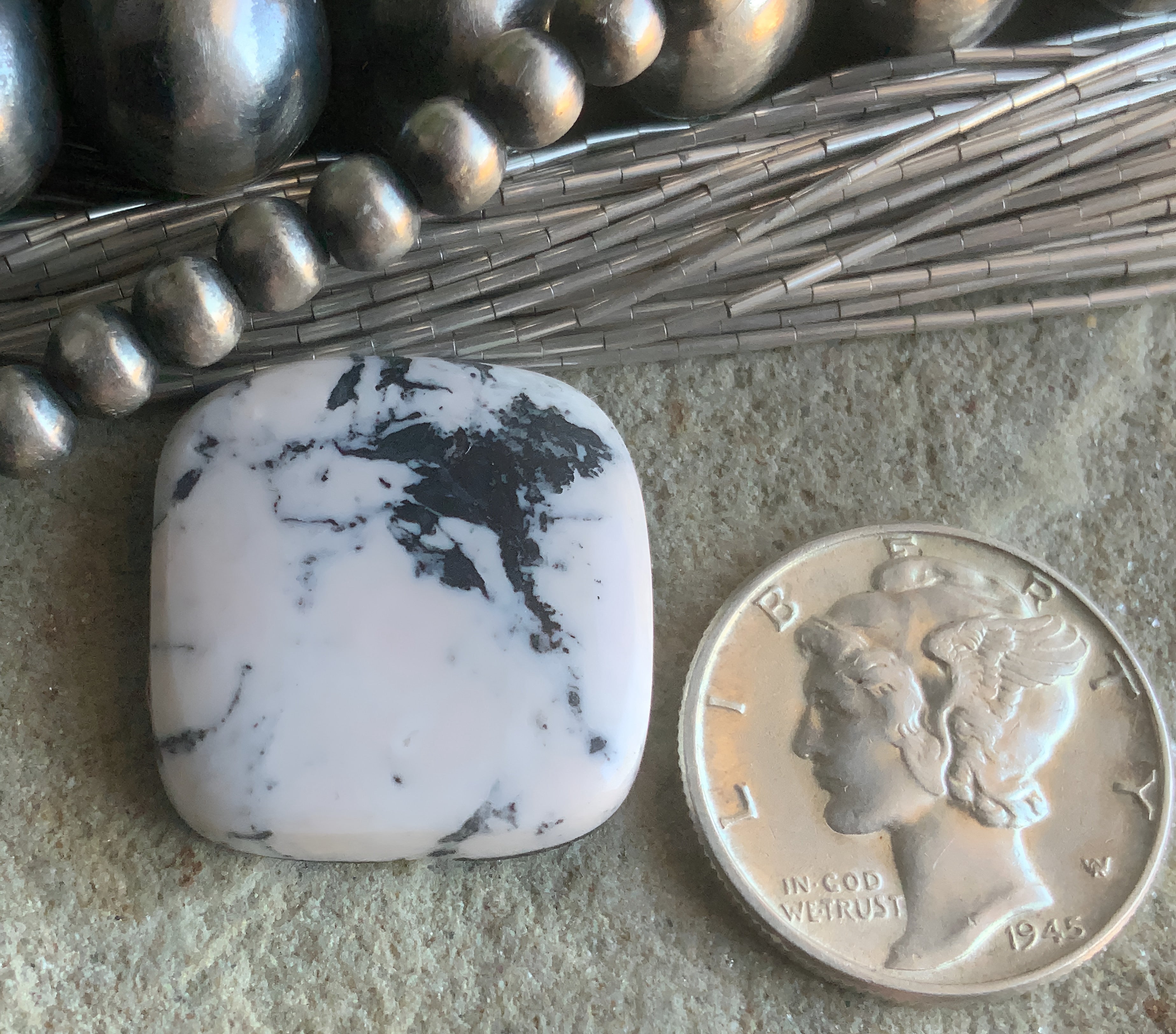 Natural White Buffalo Square Cabochon
