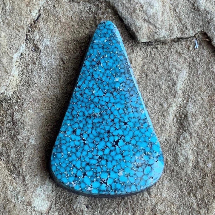 High Grade Black Web Kingman Turquoise Triangular Cabochon