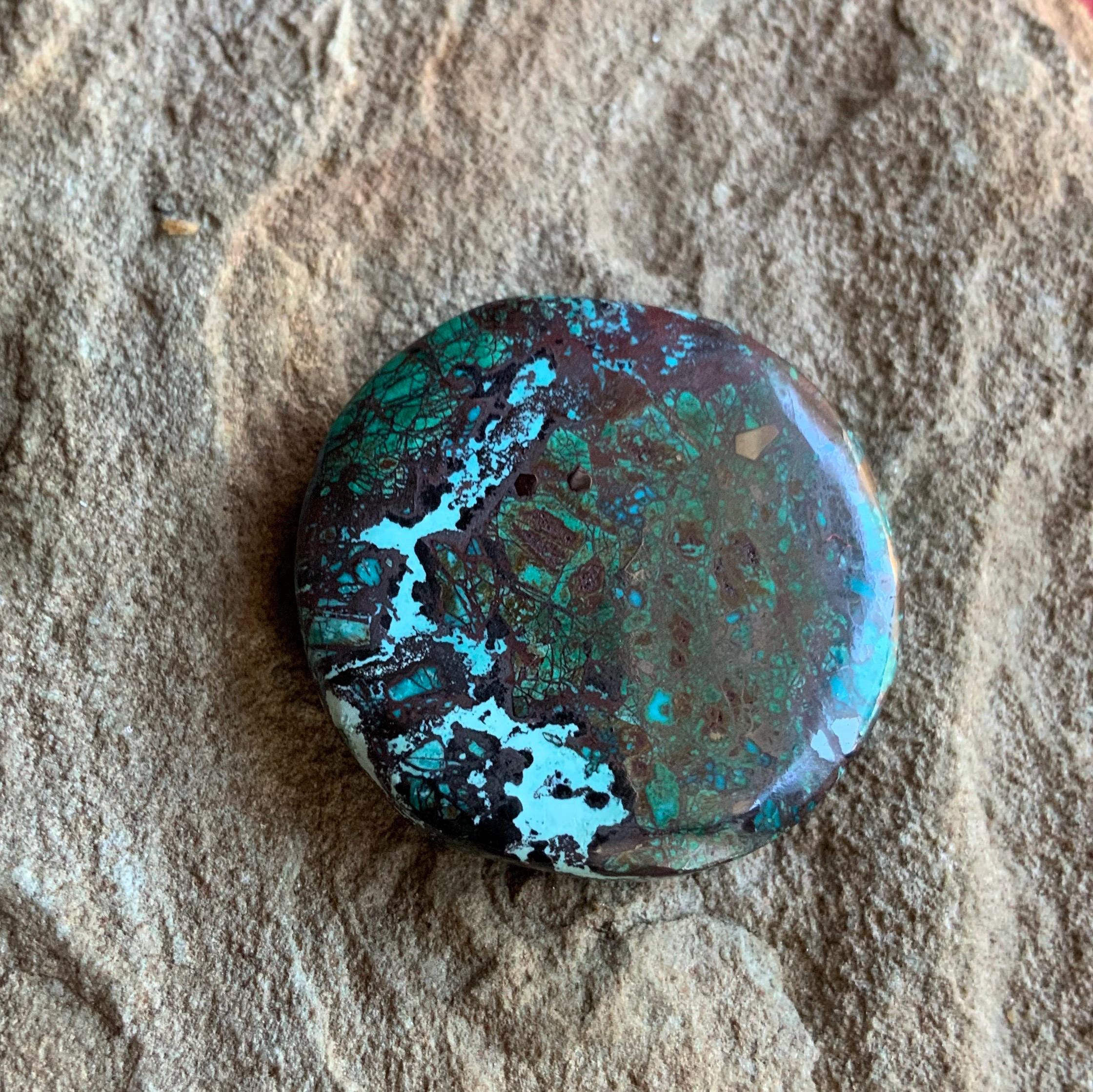 Colorful Sonoran Sunrise Chrysocolla Cuprite Round Cabochon
