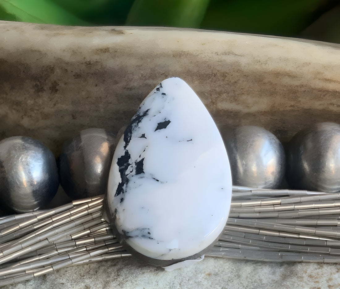 Natural White Buffalo Teardrop Cabochon-Nevada Gemstone #WB17