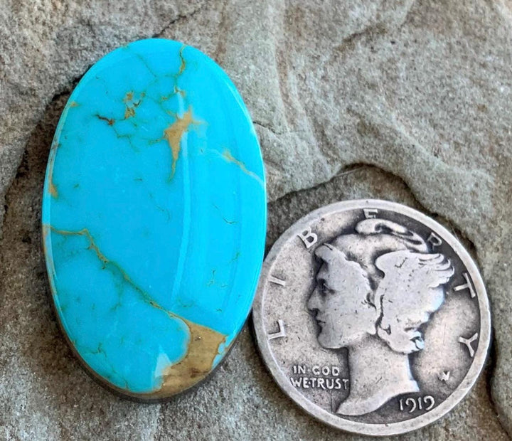 Beautiful Blue Natural Royston Turquoise Oval Cabochon R136