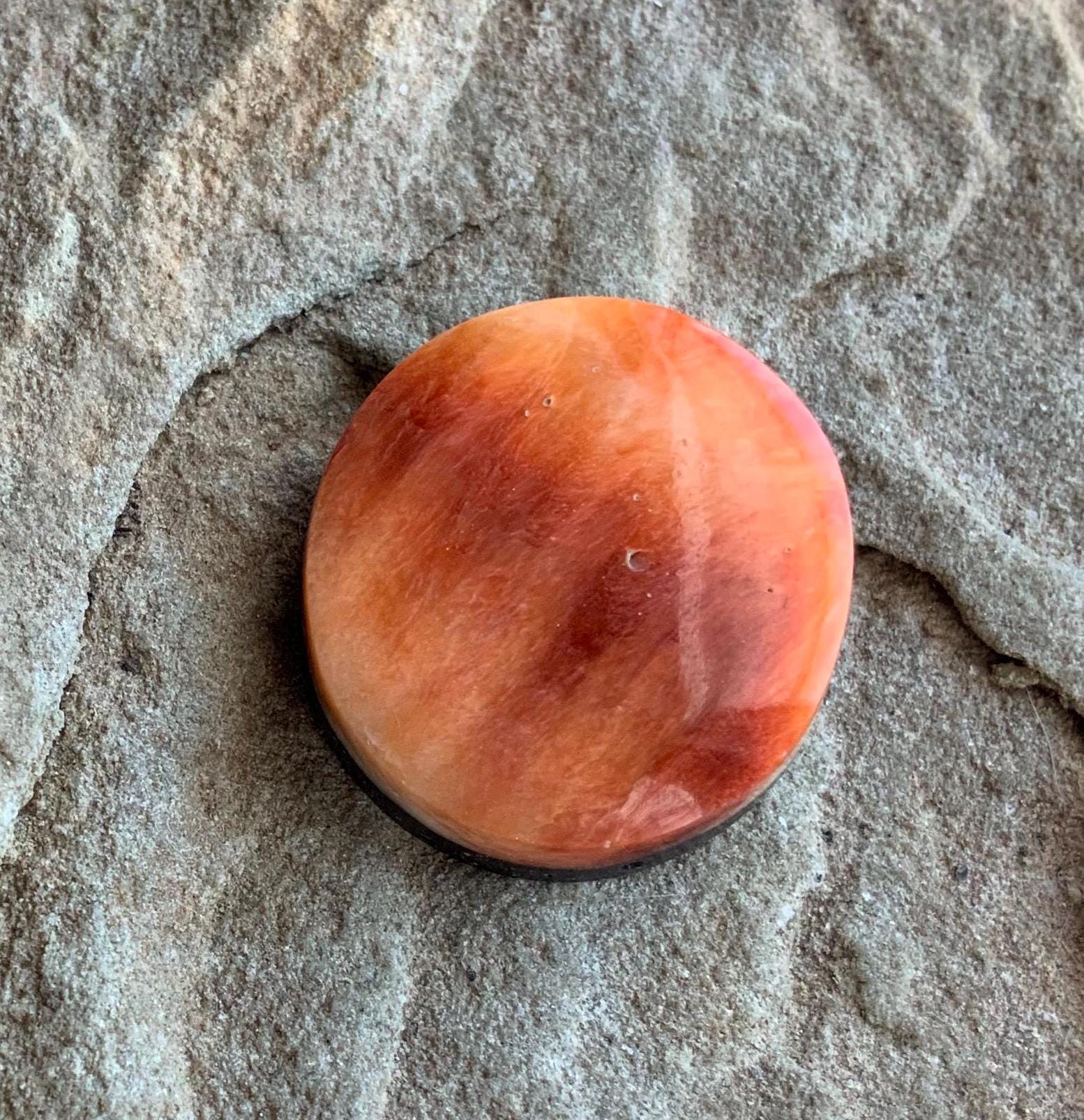 Orange Spiny Oyster Round Cabochon