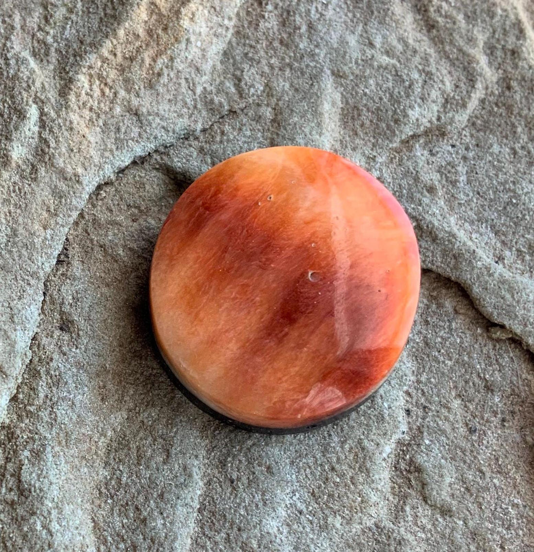 Orange Spiny Oyster Round Cabochon
