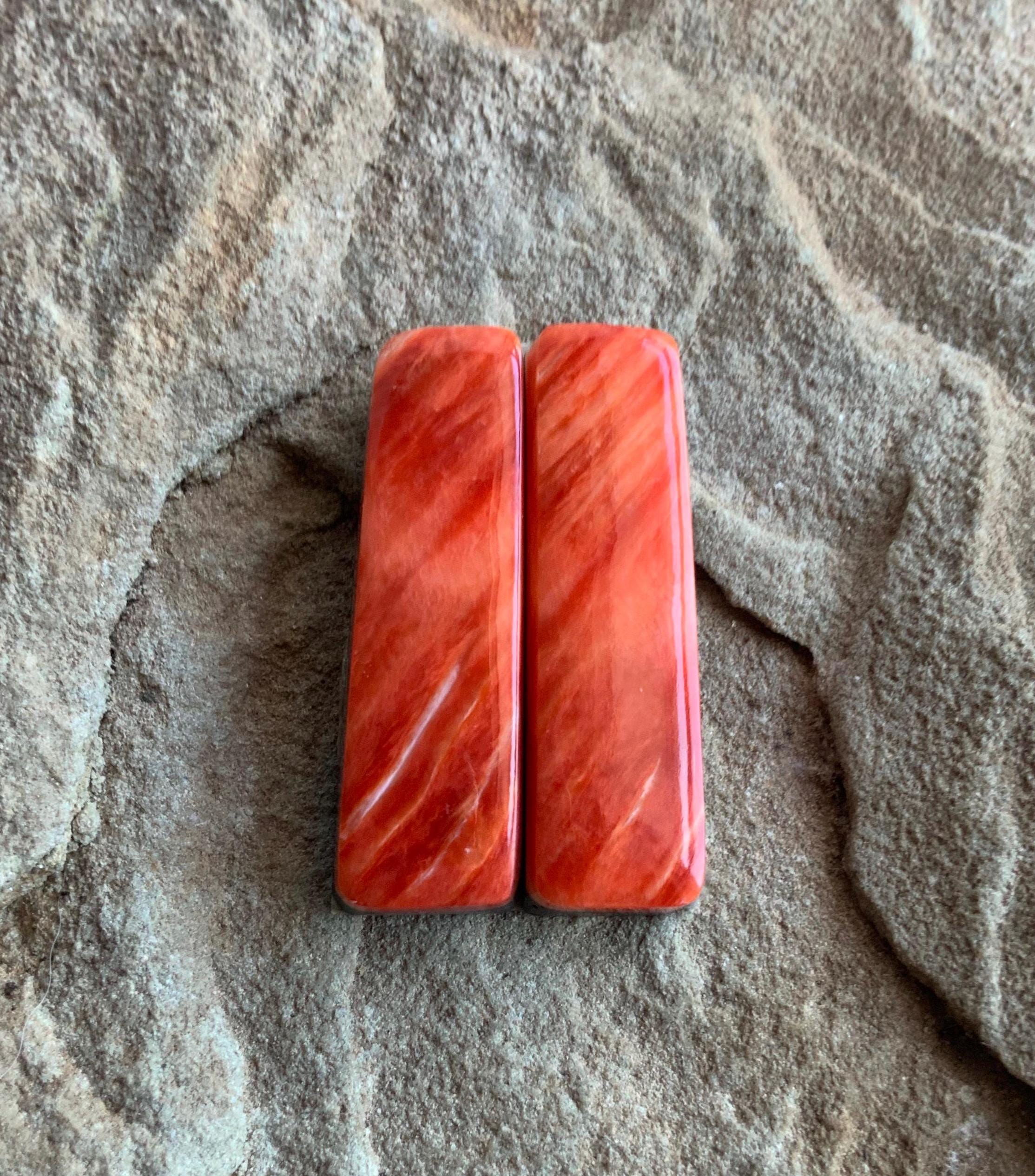 Orange Spiney Oyster Rectangular Earring Cabochons