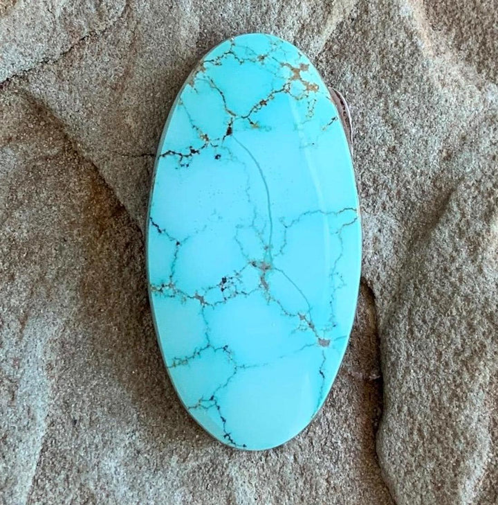 Beautiful Natural High Grade Number Eight Turquoise Oval Cabochon