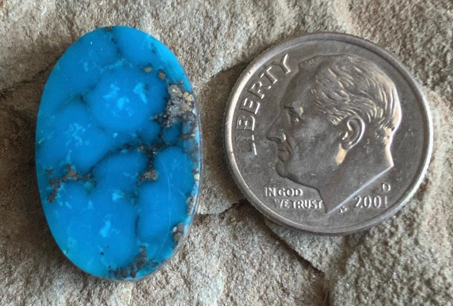 Ithaca Peak Turquoise High Grade Oval Cabochon With Silver Pyrite #105