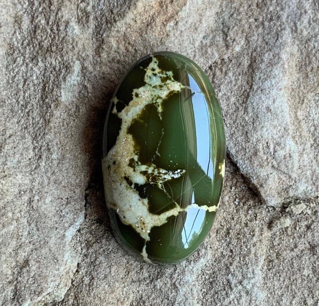 Natural Deep Green High Grade Royston Turquoise Oval Cabochon or Polished Stone Cab