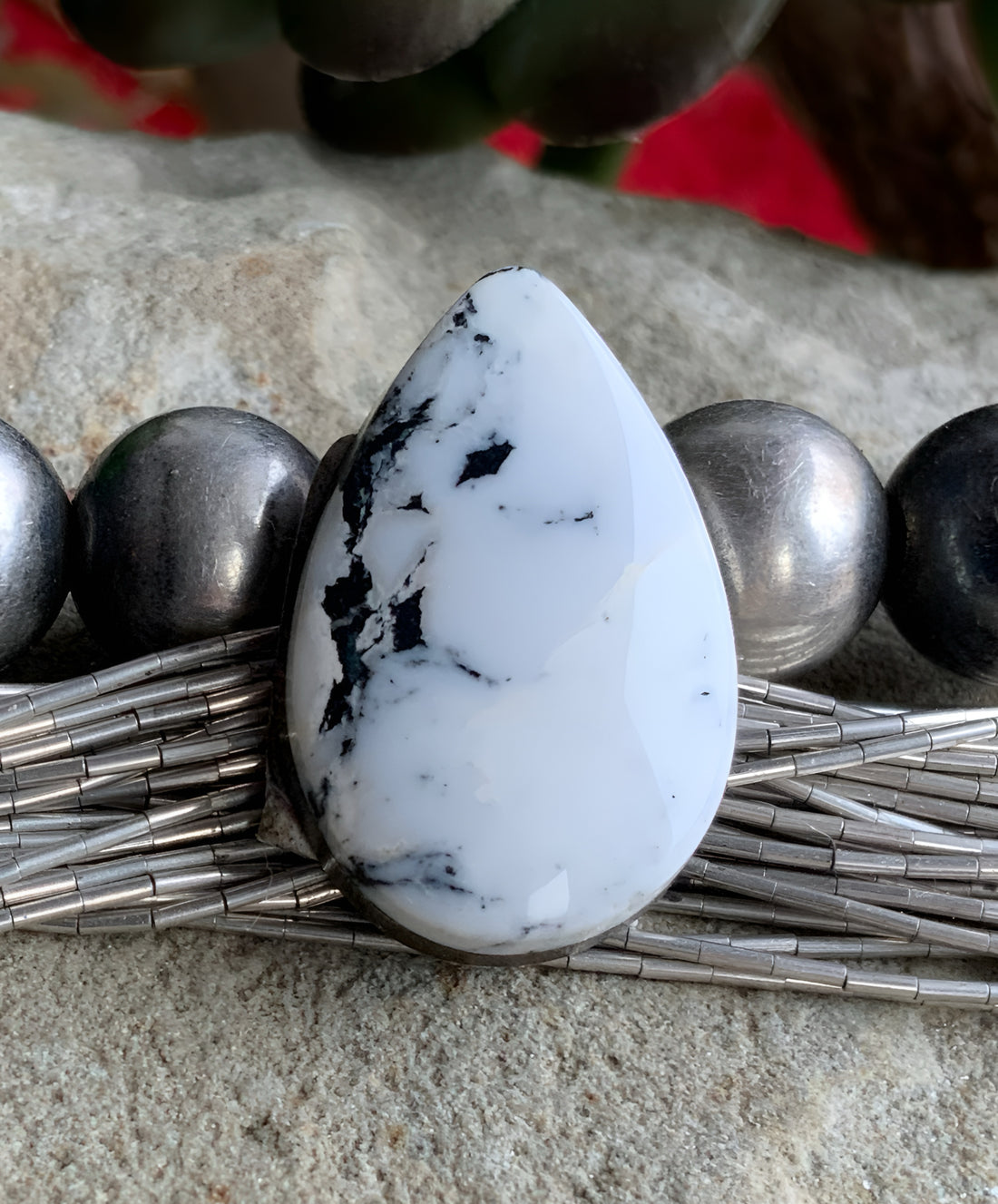 Natural White Buffalo Teardrop Cabochon-Nevada Gemstone #WB17