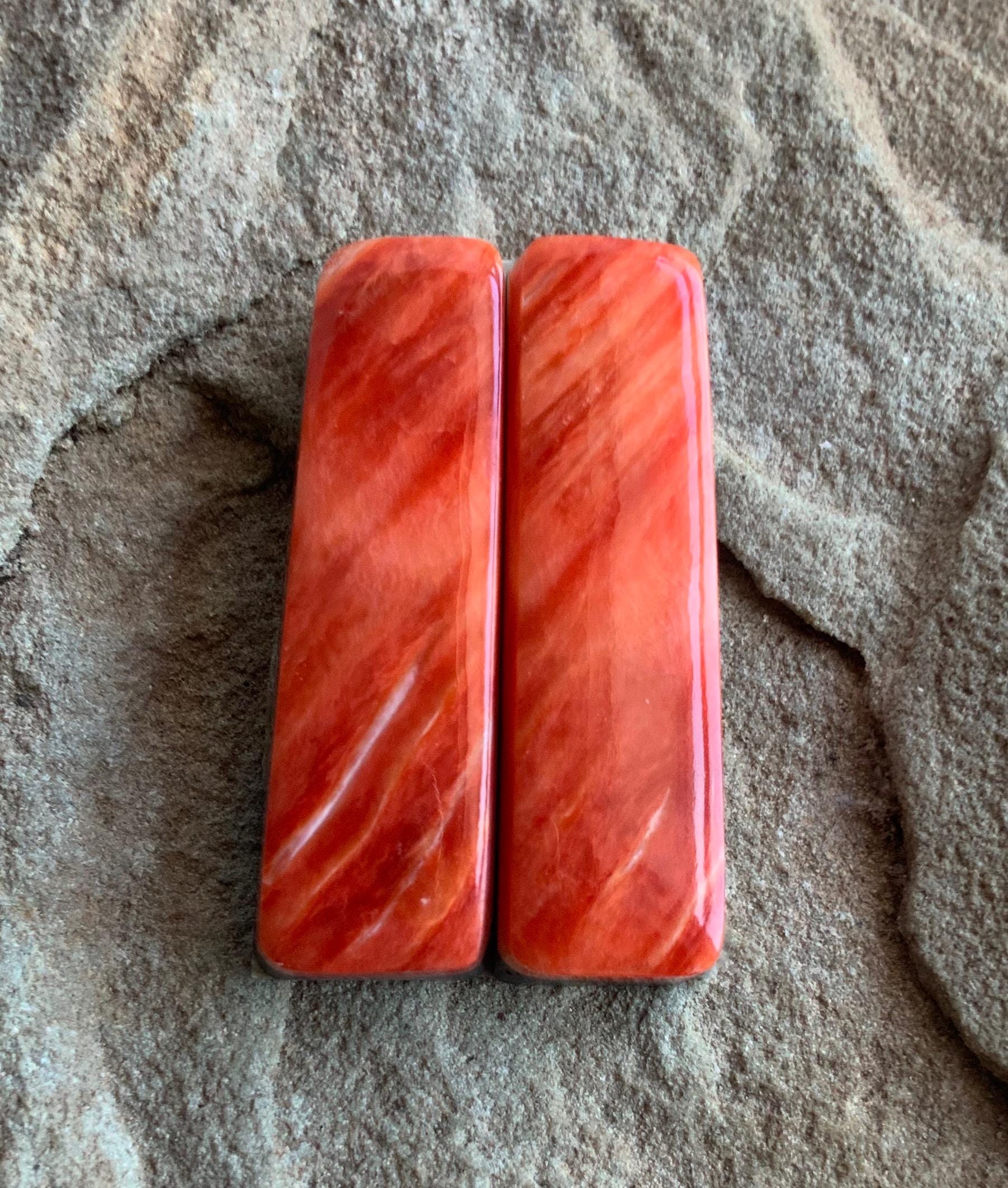 Orange Spiney Oyster Rectangular Earring Cabochons