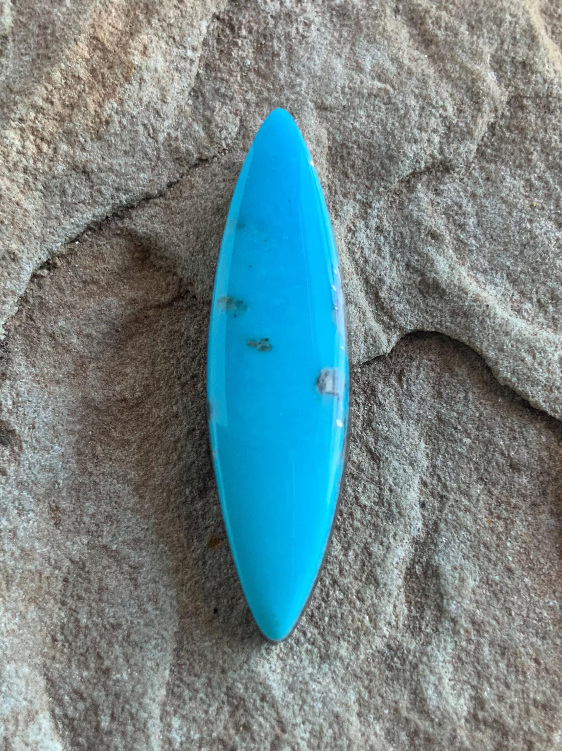 Gorgeous Blue Ithaca Peak Turquoise Marquis Cut Cabochon With Pyrite Flecks