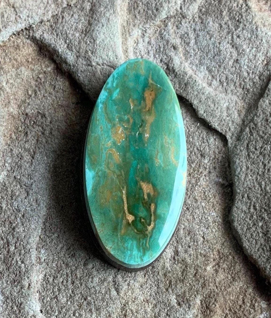 Beautiful Green Royston Turquoise Long Oval Cabochon #R73