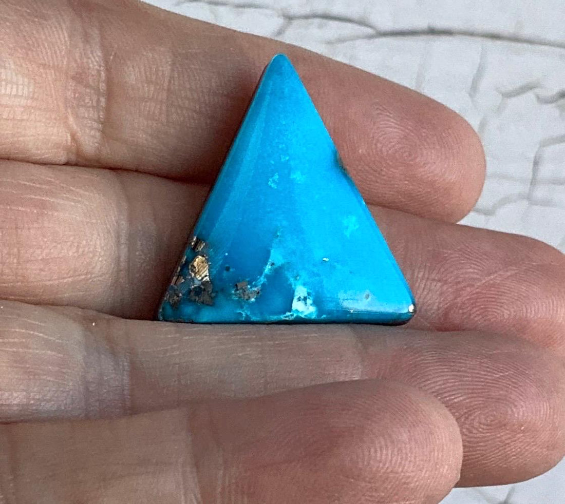 Beautiful Ithaca Peak Turquoise Blue High Grade Triangle Cabochon With Pyrite