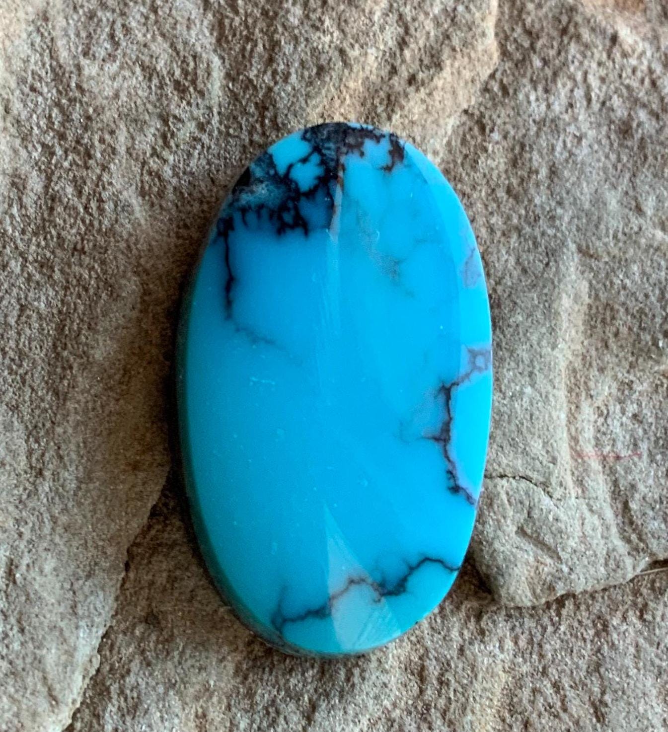 High Grade Cloud Mountain Turquoise Oval Blue Cabochon