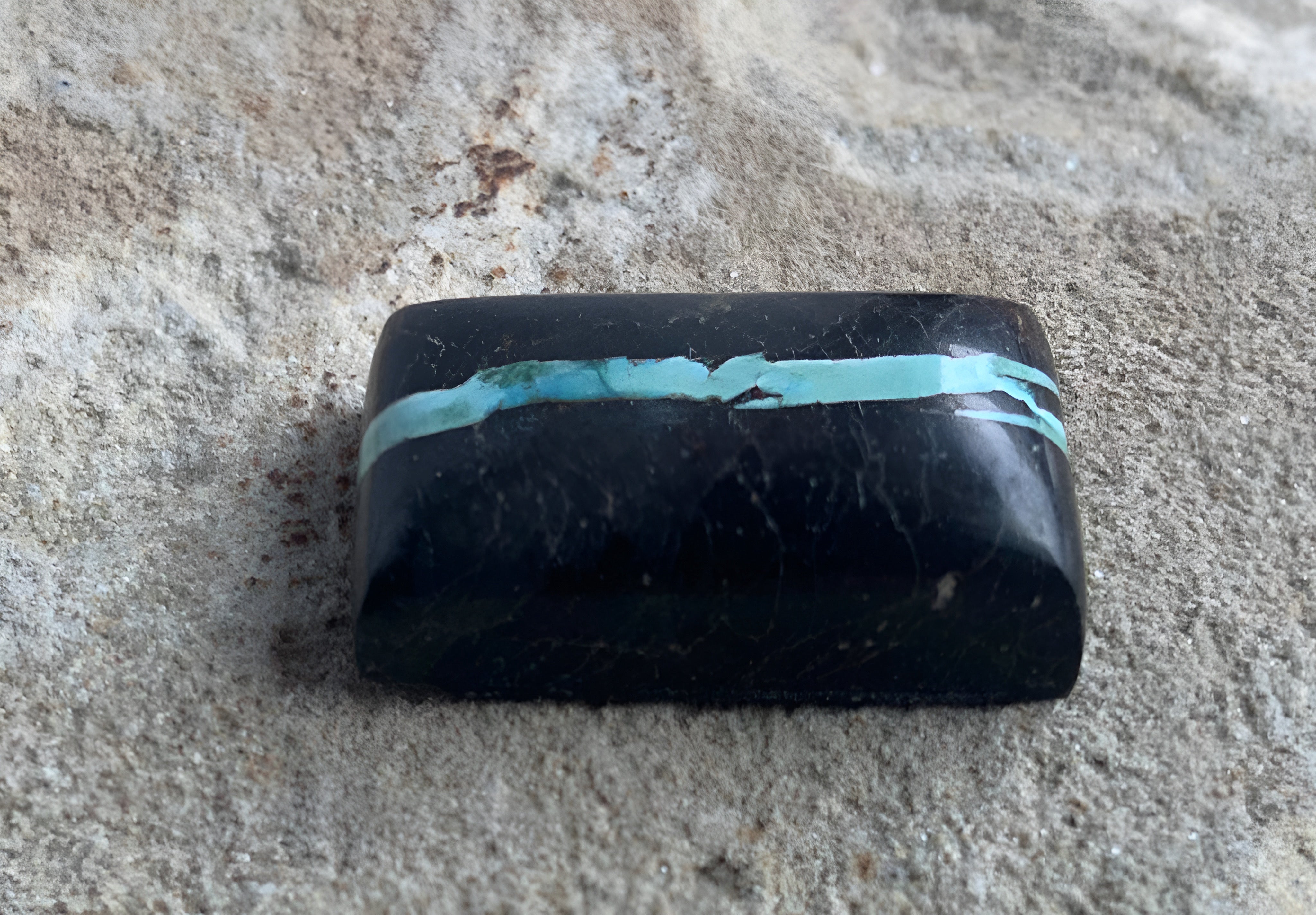 Natural Sierra Nevada Boulder Ribbon Turquoise Rectangular Cabochon