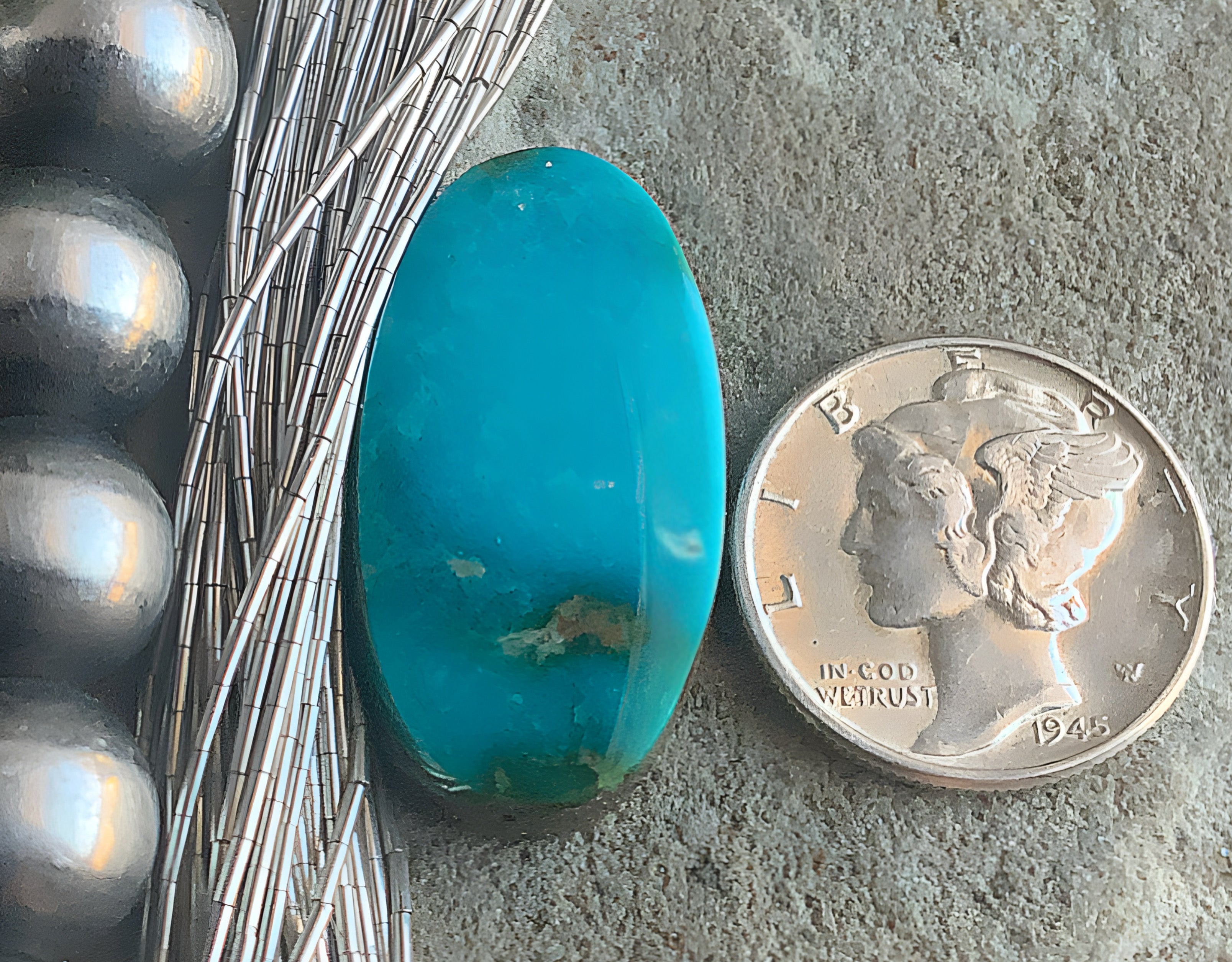 Turquoise Mountain Turquoise Long Oval Cabochon-Arizona Gemstone #TM18