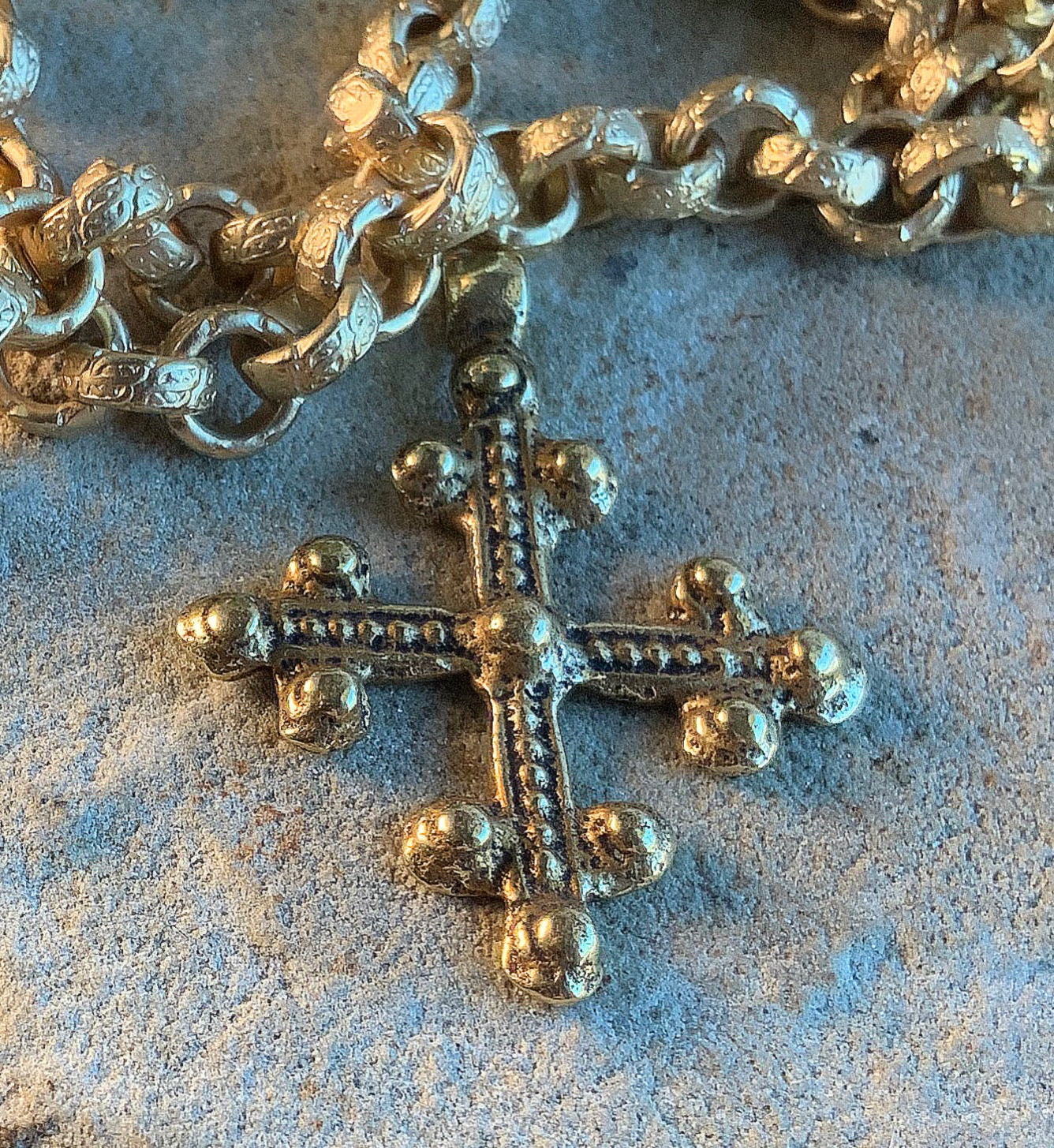 Gold Bronze Coptic Cross By Cathy Dailey