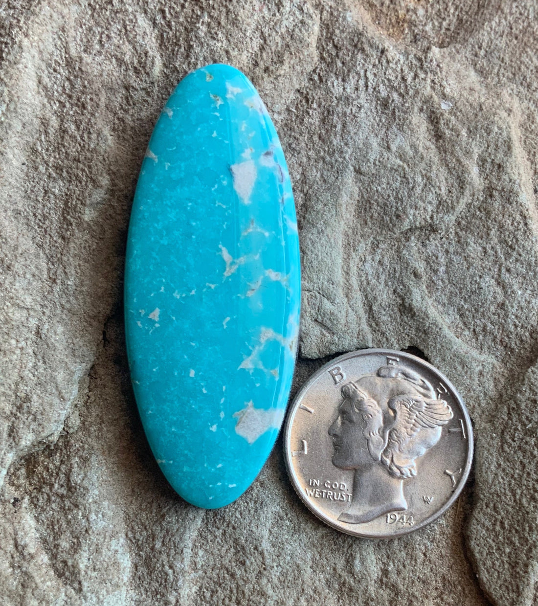 Gorgeous Blue Fox Turquoise Long Oval Cabochon