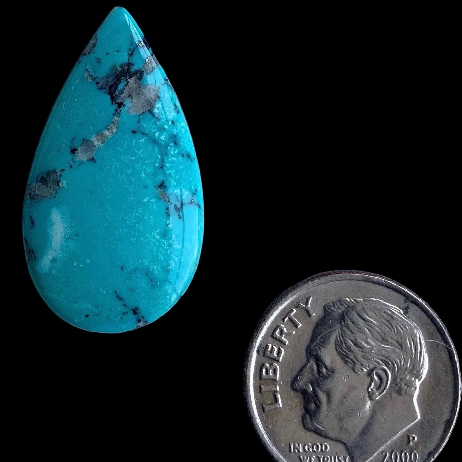 Ithaca Peak Turquoise Teardrop Cabochon With Quartz Inclusions-Arizona Gemstone #IP111
