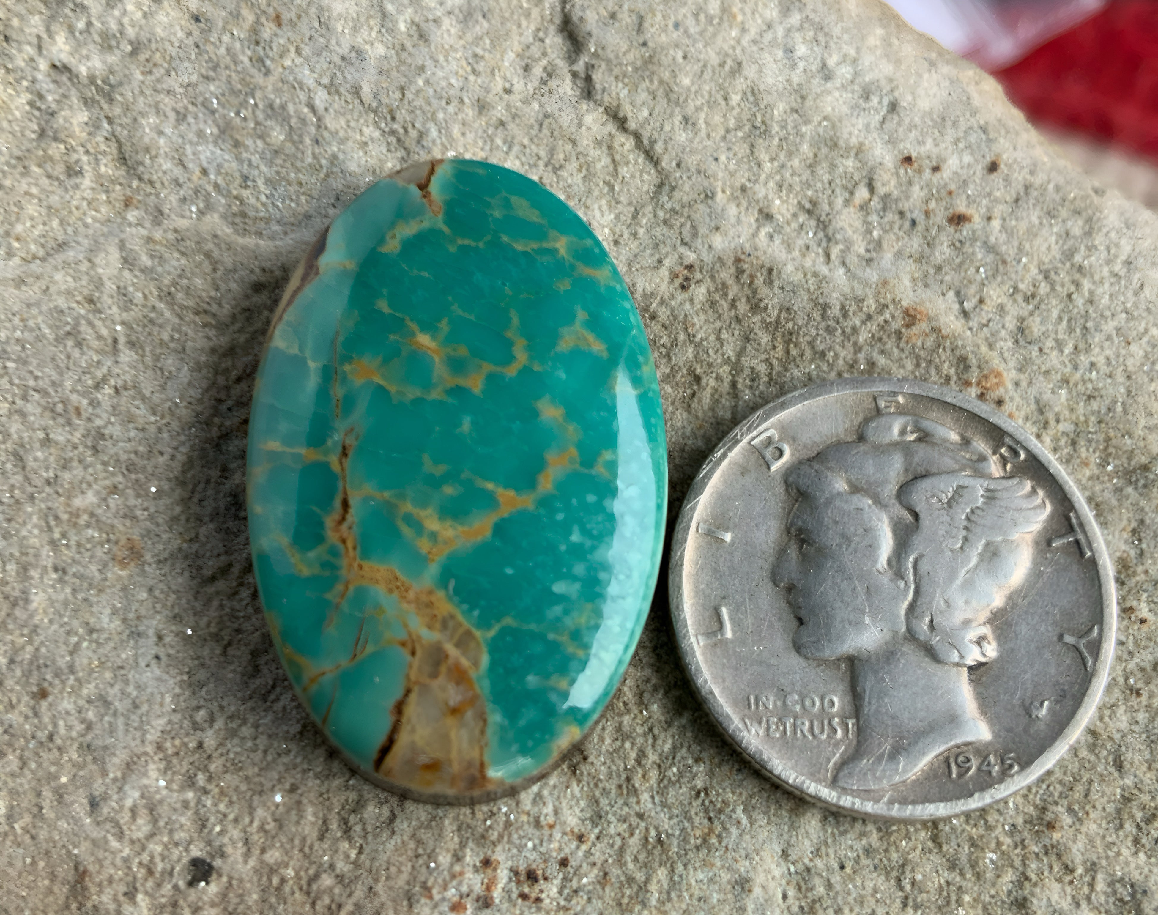 Green Turquoise Mountain Oval Turquoise Cabochon