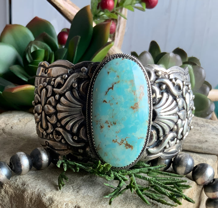 Sterling Silver and Natural Dry Creek Turquoise Cuff Bracelet by Marcella James